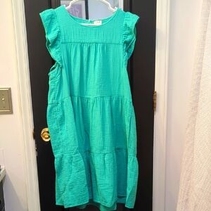 J. Crew Tiered, Ruffled, Dress in Teal